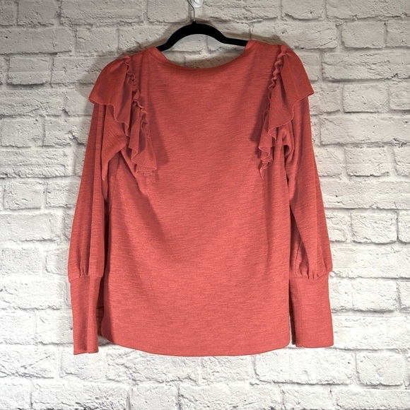 Pilcro Anthropologie Cozy Ruffle Popover Top Bright Red Size XS - Picture 4 of 9